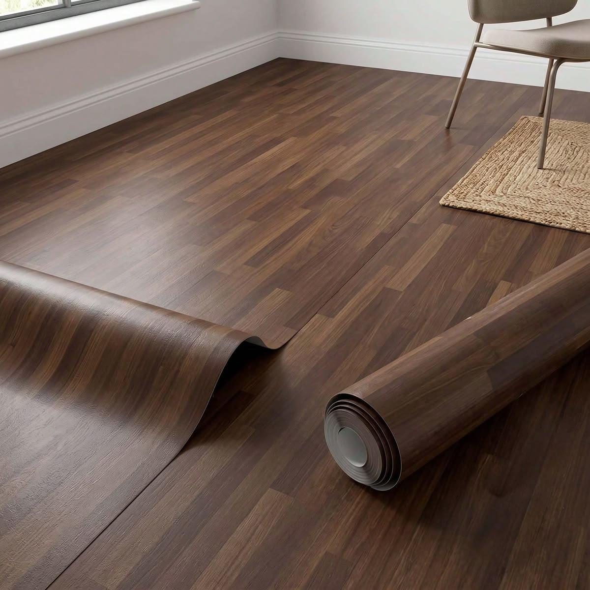 Luxury vinyl PVC flooring installed in a modern room
